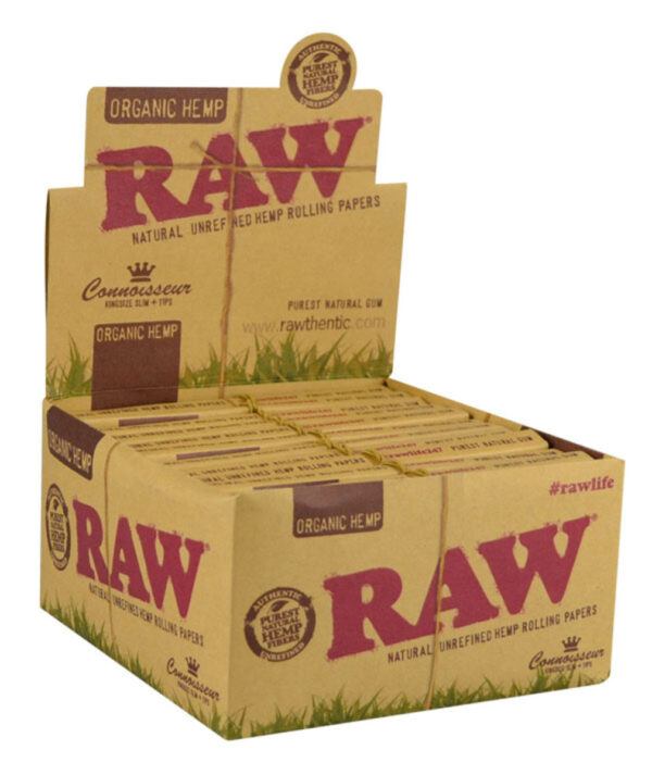 24PC DISP Raw Organic Connoisseur Kingsize Rolling Papers