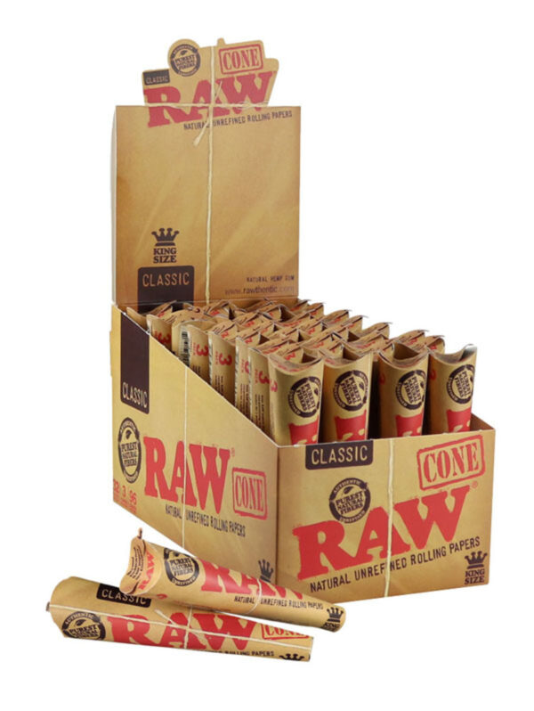 Raw Kingsize Unrefined Cone Papers 3 Wraps per pack