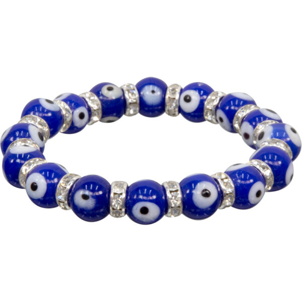 Glass Beads Elastic Bracelet Evil Eye Protection Cobalt blue