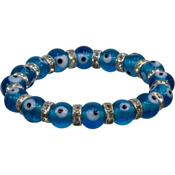 Glass Beads Elastic Bracelet Evil Eye Protection Aqua