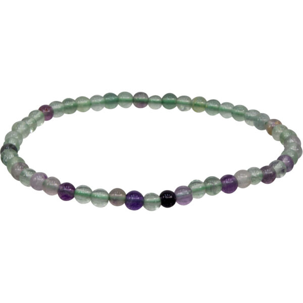 Elastic Bracelet 4mm Round Beads – Rainbow Fluorite