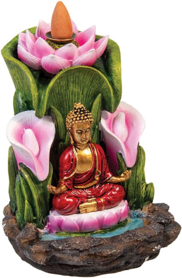 Buddha Flower Backflow Incense Burner Polyresin 5.5