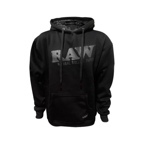 RAW Logo Hoodie w Stash Pocket Black