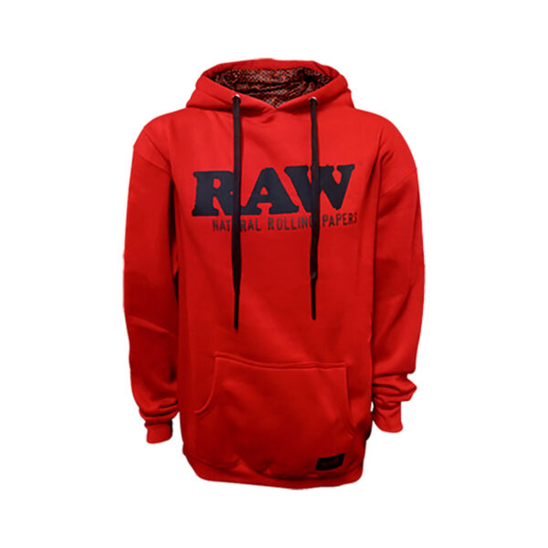 RAW Logo Hoodie w Stash Pocket Red