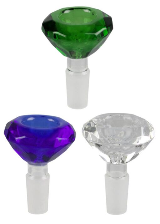 Diamond Cut Thick Glass Herb Slide | 14mm M | Colors Vary