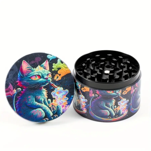 Metal Tobacco Grinder with Cat Design 50mm