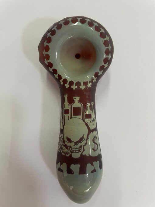 Skull Etched Hand Pipe – 4.5 inches