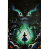 Alice in Wonderland Meets The Cheshire Cat Non-Flocked Black Light Poster | 24"x36"