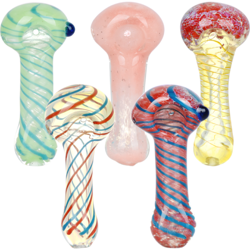 Classic Frit & Stripe Spoon Pipe | 3.5" | Assorted Designs |