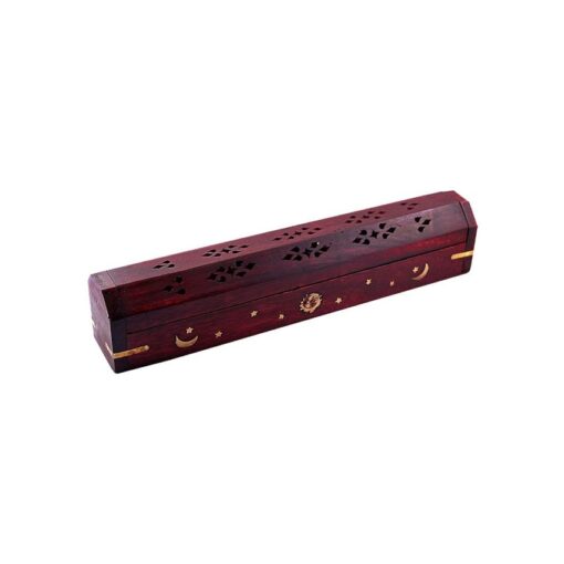 Celestial Inlay Wooden Coffin Incense Burner | 12"