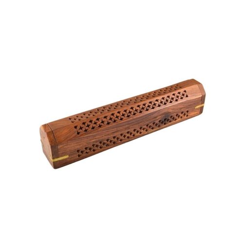 Celestial Inlay Wooden Coffin Incense Burner | 12"